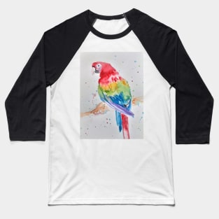 Macaw Parrot Watercolor Painting - Rainbow Coloured Baseball T-Shirt